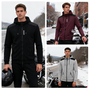 Áo khoác có mũ trùm đầu dành cho nam WOSAWE, áo khoác mềm mại đa năng dành cho người đi xe máy với nhiều túi, có miếng bảo vệ vai, khuỷu tay và lưng. - Product Image 6