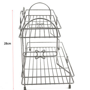 Estante de almacenamiento de doble capa de acero inoxidable 304, estante de drenaje de Metal para organización de cocina, estante de almacenamiento de platos de condimentos Doble - Product Image 4
