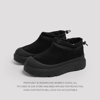 Sepatu Bot Salju Unisex Model Ankle Toe Gaya Timur Laut Musim Dingin Berlapis Bulu Suede Sapi Anti Selip Ekstra Tebal Tahan Air Berlapis Katun