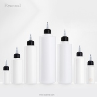 Bouteille souple en PE blanc avec bouchon torsadé à bec fin saillant, disponible en 5ml, 10ml, 20ml, 30ml, 50ml, 60ml, 100ml, 200ml, 250ml, 300ml, 400ml, 500ml