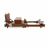 Mesin Pilates Reformer Lipat Rangka Kayu Walnut Rel Baja Tahan Karat Busa Eco 5D Portabel Tahan Lama Studio Rumah Profesional