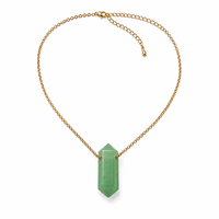 Collier pendentif colonne hexagonale en Aventurine verte naturelle, chaîne dorée, bijoux en cristal, cadeau
