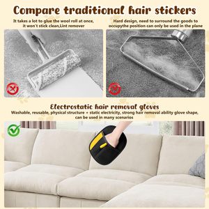 Gants électrostatiques réutilisables et lavables double face pour l'élimination efficace des poils d'animaux, idéaux pour le dropshipping - Product Image 5