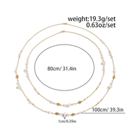 Colliers longs de perles, Collier long en chaîne dorée, Collier délicat superposé de perles, Collier ras du cou imposant pour pull, Bijoux