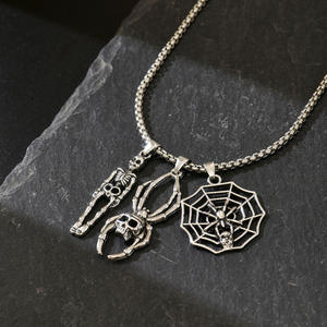 Hip Hop özel cadılar bayramı takı hayalet yüz İnsan İskeleti Araneid kolye kolye moda alaşım Charms kolye toptan - Product Image 2