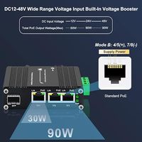 Mini Switch PoE Industrial de 3 Puertos Gigabit, Amplificador de Voltaje de CC12V-48V a CC48V, RJ45 Reforzado, Compatible con Cámaras IP y Teléfonos VOIP