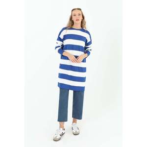 Tunique rayée à manches longues pour femmes, en coton, confortable, vêtements de travail, bleu et blanc - Product Image 3