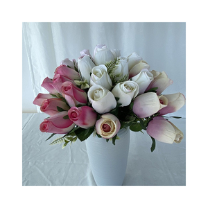 Fiori di alta qualità centrotavola per la casa artificiale teste di fiori 9 boccioli di rosa piccoli - Product Image 1
