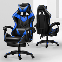 Chaise d'ordinateur de bureau de course ergonomique inclinable en cuir avec dossier inclinable et réglable pour les joueurs