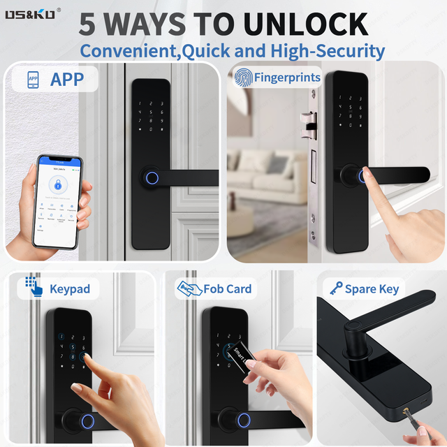 Smart Fingerprint Door Lock Keyless Anti-theft Sec Multiple Codes Wifi Camara Smart Door Lock