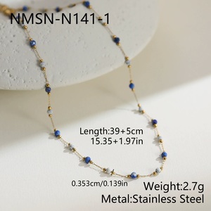 <span class=keywords><strong>Collier</strong></span> vintage en acier inoxydable imperméable avec perles en pierre naturelle <span class=keywords><strong>pour</strong></span> femme, à porter au quotidien - Product Image 2