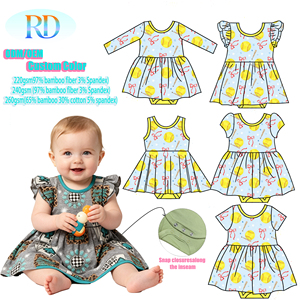Vestido <span class=keywords><strong>de</strong></span> Color Sólido para Bebé Niña con Pantalones Cortos Incorporados, Mono con Volantes <span class=keywords><strong>de</strong></span> Fibra <span class=keywords><strong>de</strong></span> Bambú, Vestido Informal <span class=keywords><strong>de</strong></span> Verano, Color Personalizado - Product Image 1