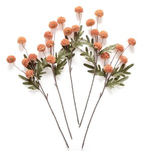 Fleur en soie artificielle, pissenlit à 5 têtes, chrysanthème de table, mini boule de couleur automne, pour décoration de mariage et de salon - Product Image 2