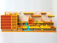 Système de rangement de papeterie modulaire en PLA imprimé en 3D, thème camping d'automne ludique et assemblable, pour organiser votre bureau