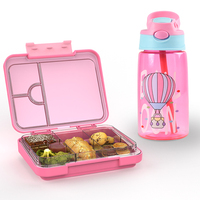 Nouvelles tendances Oumeng Boîte à lunch Bento multi-grilles Boîtes à lunch divisées pour enfants avec bouteille d'eau Boîte à lunch Ensemble pour enfants pour l'école