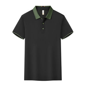 Polo Shirt Solid Color Contrast Trim Short Sleeve Polyester Workwear Daily Wear - Product Image 4