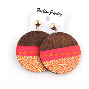 Nuovissimi Orecchini Africani Stampati Fatti a Mano in <span class=keywords><strong>Legno</strong></span> - Product Image 5
