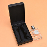 Boîte d'emballage cosmétique de luxe en papier dur noir Impression de logo personnalisé Boîte-cadeau pliable en carton rigide de bouteille de parfum d'huile essentielle
