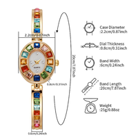 Montre-bracelet compacte de luxe pour femme, style américain NYY, avec cadran ovale décoratif en verre orné de diamants colorés, en alliage, pour étudiantes