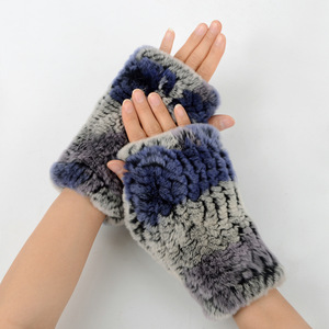 Vente flash : Gants en fourrure de lapin véritable tricotés, gants d'hiver, mitaines, manchettes, neufs, 100% fourrure de lapin naturelle - Product Image 4