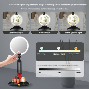 Foldable Desktop <b>Mirror</b> Custom Logo Portable <b>LED</b> Lighted Smart <b>Makeup</b> Double Sides Rechargeable 360 Angle Adjustable - Product Image 4