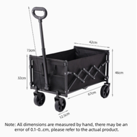 Chariot pliable robuste de 200 L, grand chariot utilitaire de jardin, chariot de camping extérieur, pour le camping et la plage