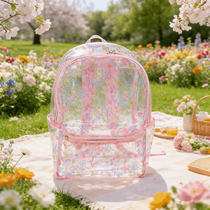 Customize Print <strong>Heavy</strong> <strong>Duty</strong> See Through Clear Bag Bag Kids Book Bag Metal Zipper Park Transparent Back Pack Women's <strong>Backpack</strong> - Product Image 1