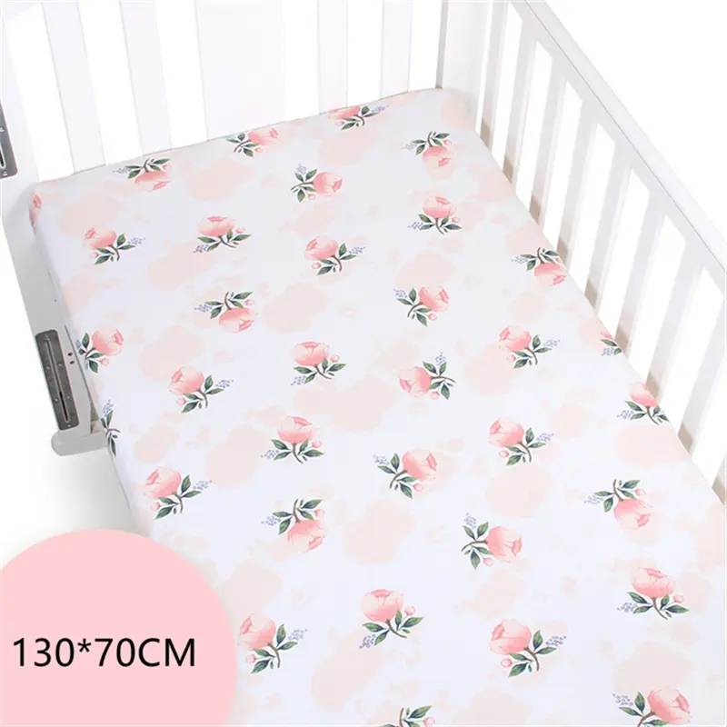 100% Cotton Cartoon Printed Baby Cot Bed Sheets For Baby Bedding Organic Crib Sheet