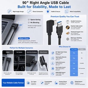 สายเคเบิล LUNGKAY Custom USB 3.0 แบบตัวผู้ หัวงอขวา Type C ความเร็วในการส่งข้อมูล 5Gbps และชาร์จเร็วสำหรับอุปกรณ์อิเล็กทรอนิกส์ - Product Image 3