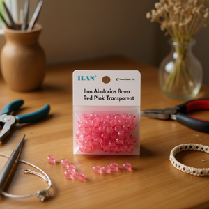 Ilan Abalorios Perline rotonde trasparenti rosso rosa da 8 mm 15 g per la creazione di gioielli - Product Image 3