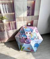 Sombrilla de Seguridad para Niños LS, Diseño de Dibujos Animados, Bordes Redondeados, Antipinchazos, Tira Reflectante, Protección UV, Sombrilla Manual para Niños
