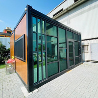 Ensemble de chambre individuelle moderne en verre de luxe, maison préfabriquée modulaire en conteneur, hôtel 20 pieds 40 pieds, installation facile, construction rapide, isolation thermique