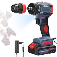 Petite perceuse électrique à main en acier 16,8 V/21 V, batterie lithium rechargeable, mandrin à cliquet, réglage à deux vitesses, style pistolet