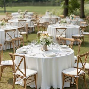 Wholesale Cheap Custom Woven Fitted <b>Round</b> <b>Tablecloth</b> 100% Polyester Washable White Wedding <b>Tablecloths</b> <b>for</b> Events - Product Image 3
