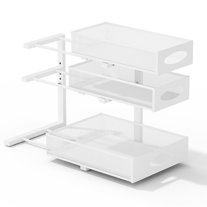 Étagère de <span class=keywords><strong>rangement</strong></span> coulissante à 3 niveaux en métal épaissi pour cuisine et salle de bain, réglable en hauteur, <span class=keywords><strong>sous</strong></span> évier - Product Image 5