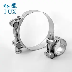 Stainless Steel Adjustable High Pressure European Type Heavy Duty Single Bolt Super Power Unitary Hose Clamp for Automotive