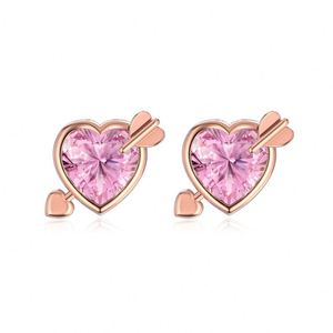 Dylam Tiny Charm <b>Fine</b> Jewelry S925 Silver Rose Gold Plated Christmas Festival Gift Heart Love Shape 5A Zirconia <b>Stud</b> <b>Earrings</b> - Product Image 1