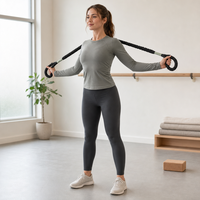 Corde de yoga avec poignées pour l'entraînement de mobilité corporelle complète, Pilates et exercices de fitness à domicile