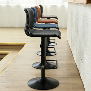 Silla de Cocina Alta Giratoria Negra Ajustable Estilo <span class=keywords><strong>Bistro</strong></span> Retro para Barra de Desayunos - Product Image 3