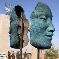 Dış duvar dekorasyonu cast bronz yüz heykel için yeni tasarım büyük alüminyum yüz heykel