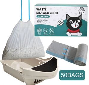 Sacs à cordon biodégradables personnalisés pour litière de chat, grands sacs à déjections pour animaux de compagnie, gestion des déchets, pelle à litière - Product Image 2