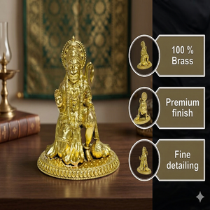 Estatua de Hanuman Sentado de Latón Hecha a Mano para Templo en Casa y Decoración Espiritual, Estatua de Hanuman Sentado de Latón Premium para Templo Pooja y Regalo - Product Image 2