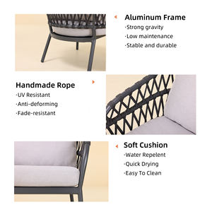 Ensemble canapé de luxe d'extérieur avec cadre en aluminium et meubles de jardin pour villa - Product Image 3