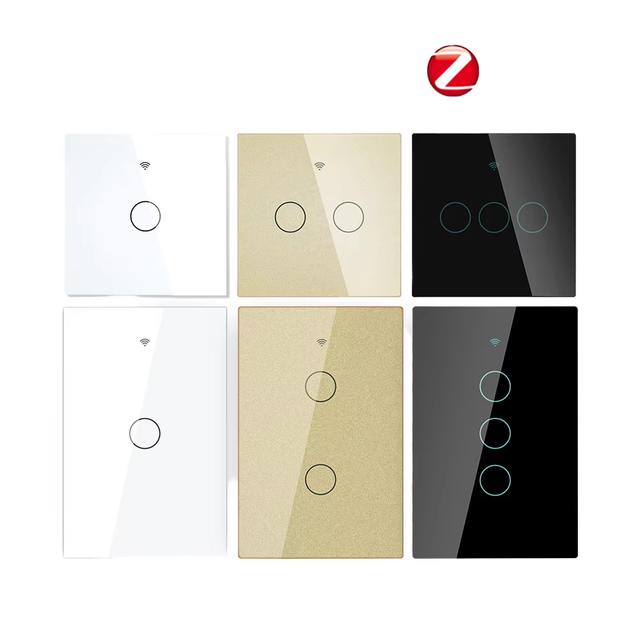 For Zigbee Smart Touch Switch 1/2/3gang EU/UK Tempered Glass 10A 2000W Remote Light Control 1 Way No Neutral