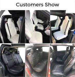 Housses de siège en cuir sur mesure de luxe pour Tesla Model X 6 places 2016-2018, housses de coussin avant et arrière, accessoires - Product Image 2