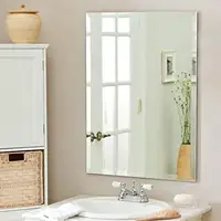 Besar Tanpa Bingkai Cermin dengan Tepi Miring Persegi Panjang Dinding Cermin