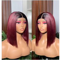 WXJ Venta al por Mayor Pelucas Bob de Encaje 2x6 Estilo Kim K de 12 Pulgadas Pelucas Vietnamitas Double Drawn Grado 11A Cabello 100% Humano Liso Recto