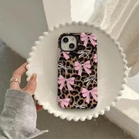 Coque de téléphone à imprimé léopard avec nœud papillon, anti-traces de doigts, anti-chute, protection souple pour iPhone XS à 17 Pro Max