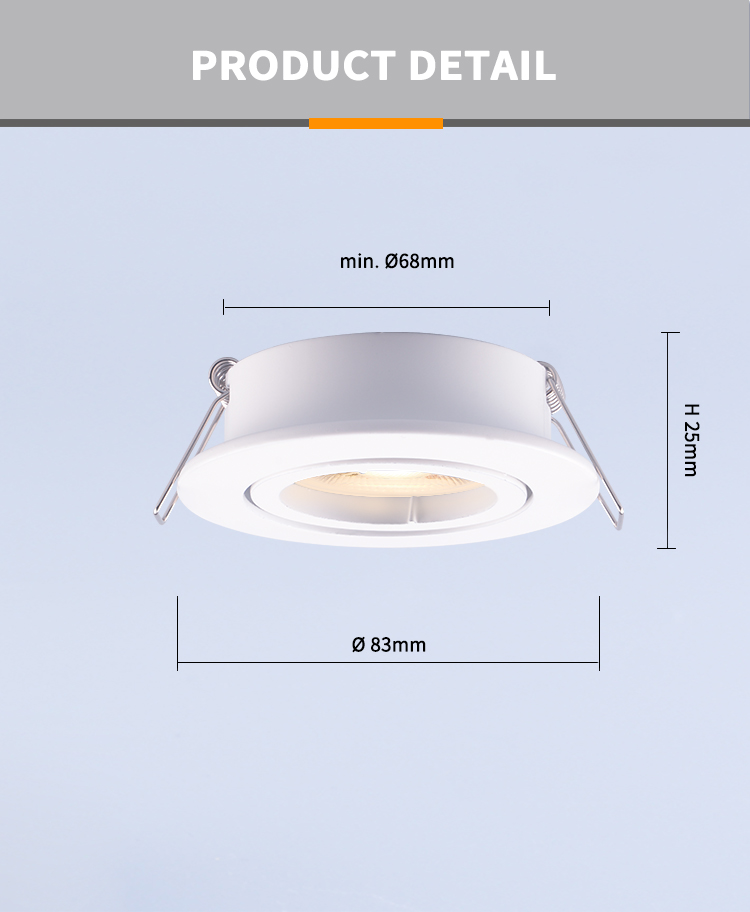 83mm Recessed LED Downlights Fittings Adjustable Die Cast Aluminum Material