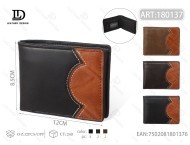 Portafoglio da uomo Jd in vera pelle con chiusura a piega corta, design a pannelli, confezione regalo - Product Image 1